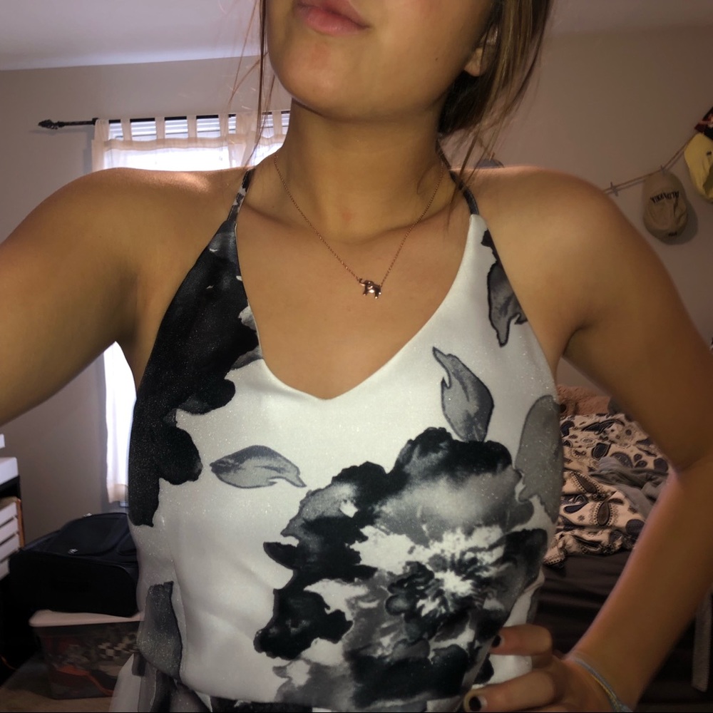 Black and White Floral HoCo Dress